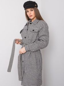Дамско палто в бял и черен цвят – модел LK-PL-508342.98P