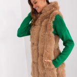 Дамски елек в камел цвят – модел AT-KZ-2379.96P