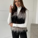 Дамски елек в сив и черен цвят – модел YP-KZ-DT-067.23P